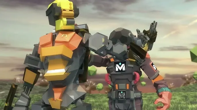 Colorful low-poly robot characters from the Astromust collection
