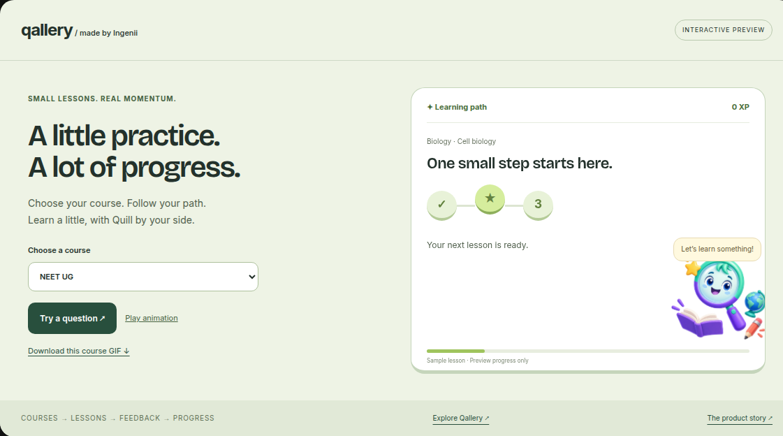 Qallery — Course-based learning with Quill